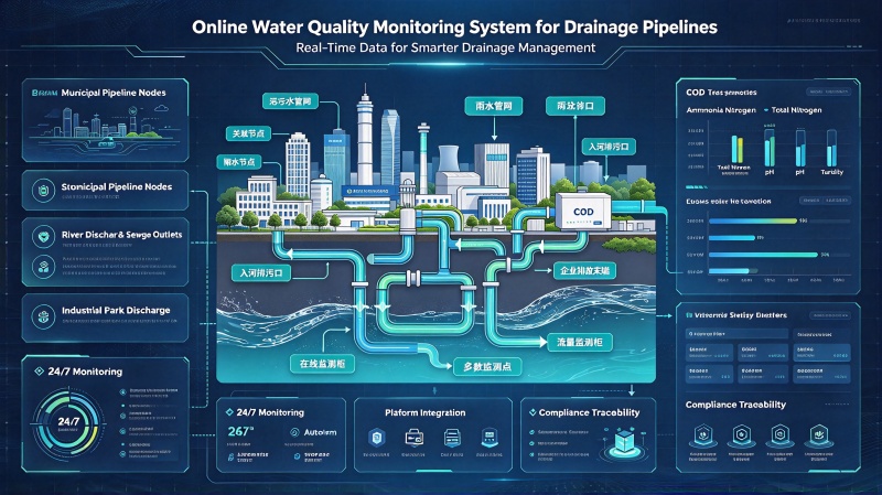 online water quality monitoring system for drainage pipelines